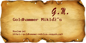 Goldhammer Miklós névjegykártya